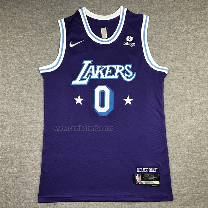 Camiseta Los Angeles Lakers Russell Westbrook #0 Ciudad Edition 2021-22 Violeta